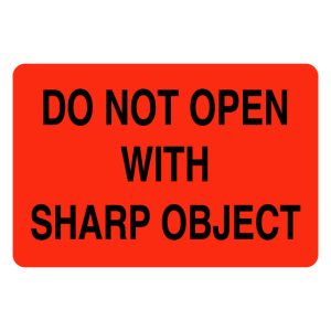 2" x 3" Do Not Open With Sharp Object Label