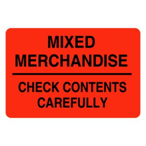 2" x 3" Mixed Merchandise Check Contents Carefully Label