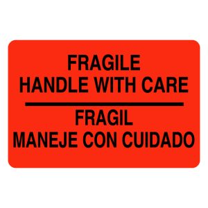 2" x 3" Fragile Handle With Care English/Spanish Label