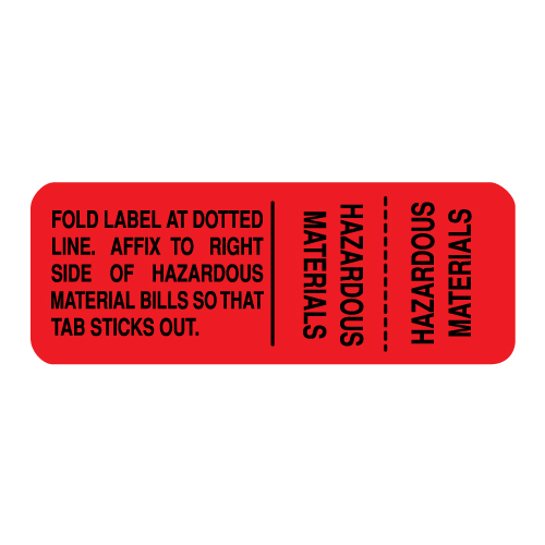 0.75 x 2 Hazardous Material Shipping Paper Tab - AsLabeled